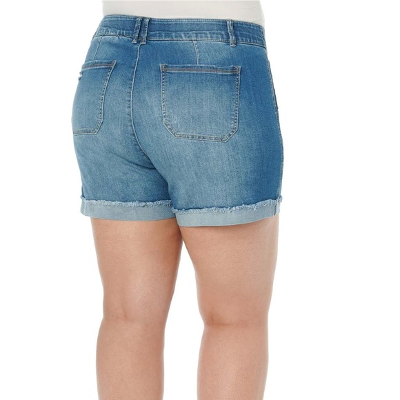 Democracy Ab"solution® High Rise Vintage Blue Denim Plus Shorts. - Picture 2 of 12